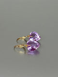 14K Gold Kunzite Stone Purple Heart Earrings