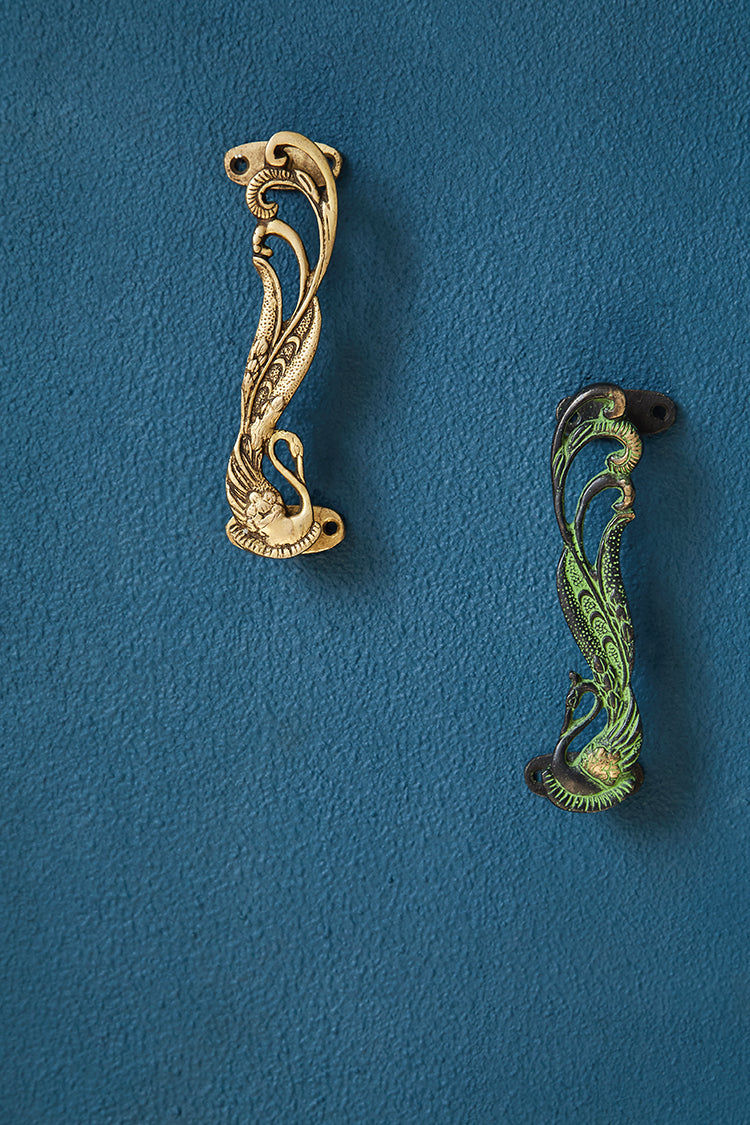 Peacock Handcrafted Brass Door Handle Pull