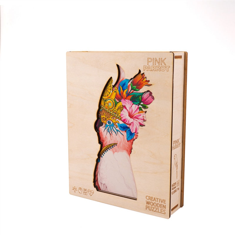 The Pink Galah King Wooden Jigsaw Puzzle - Wooden Gift Box