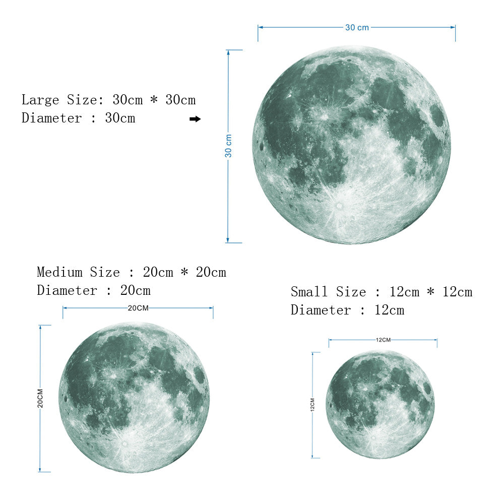 30cm Glow In The Dark Moon Wall Sticker