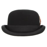 Black Derby Bowler Hat 100% Wool Felt