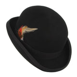 Black Derby Bowler Hat 100% Wool Felt