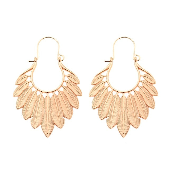 Bronze Green Leaf Earrings