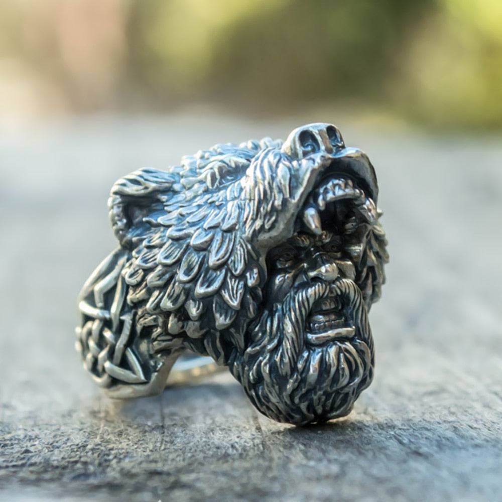 Bear Viking Warrior Stainless Steel Ring