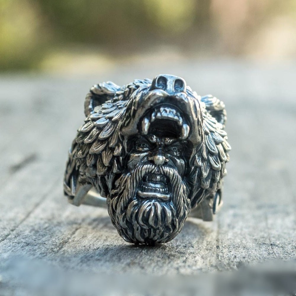 Bear Viking Warrior Stainless Steel Ring