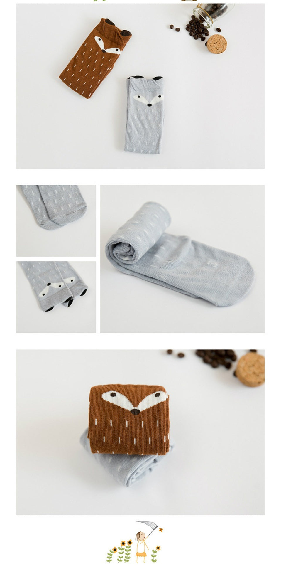 Foxy Animals Soft Cotton Infant & Bubby Socks 0-3 Years
