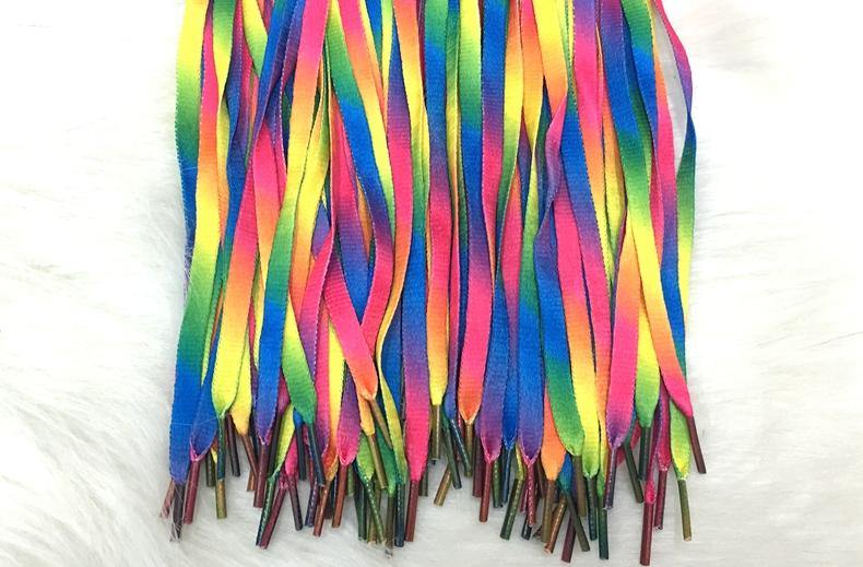 1 Pair Rainbow Gradient Flat Canvas Shoelaces  80CM/100CM/120CM - Woodland Gatherer