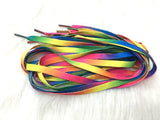 1 Pair Rainbow Gradient Flat Canvas Shoelaces  80CM/100CM/120CM - Woodland Gatherer