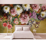 Hand Painted Flower Wall Mural Wallpaper