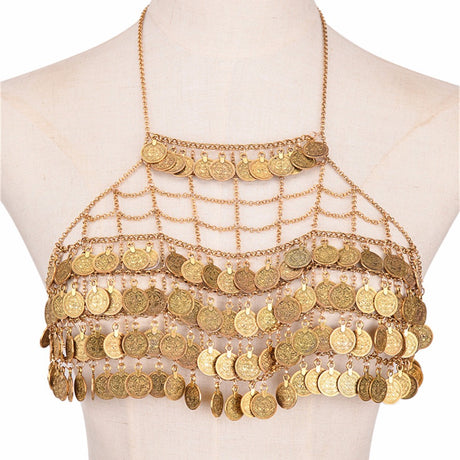 Bohemian Silver Coin Crop Top
