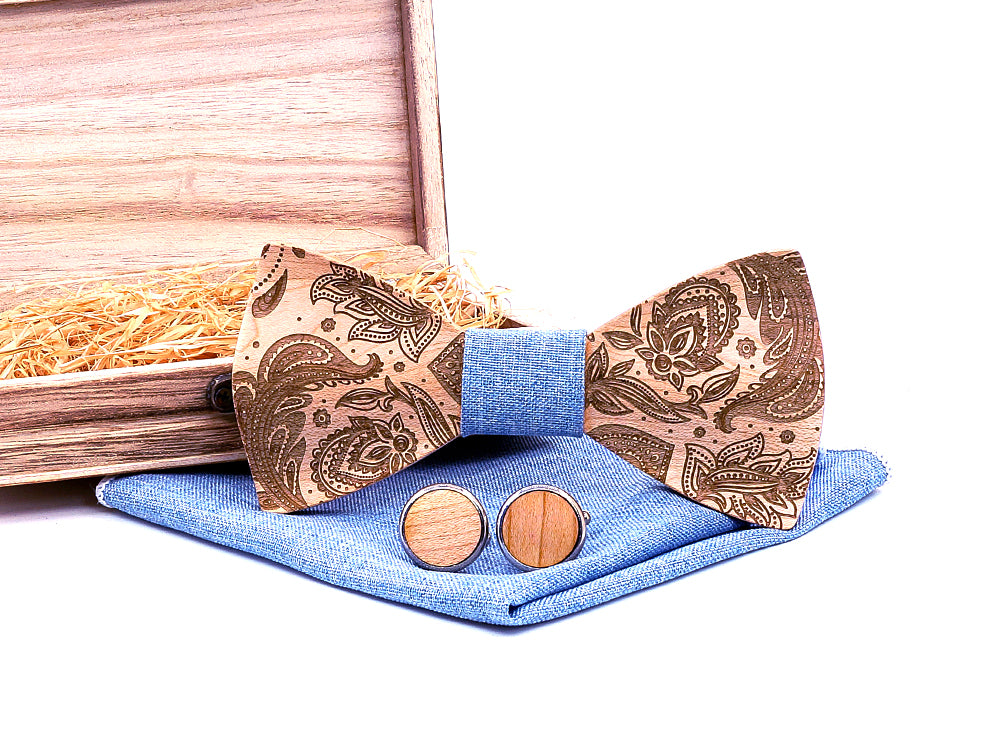 Paisley Wooden Bow Ties