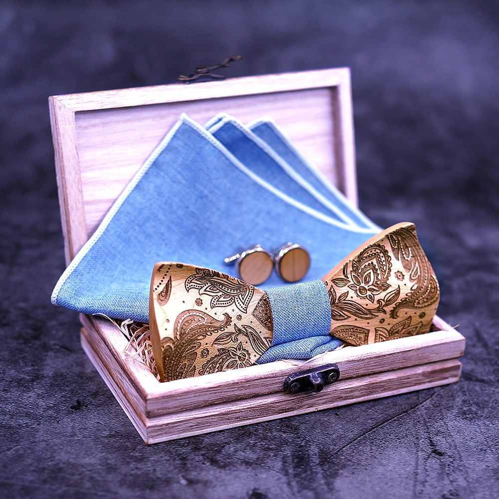 Paisley Wooden Bow Ties