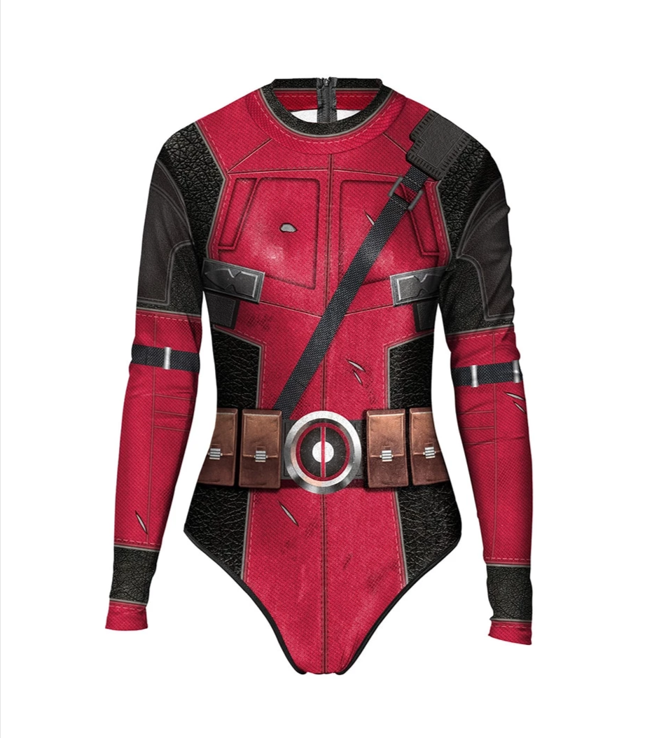 Deadpool Long Sleeve One Piece Swim Suit Beach Bodies