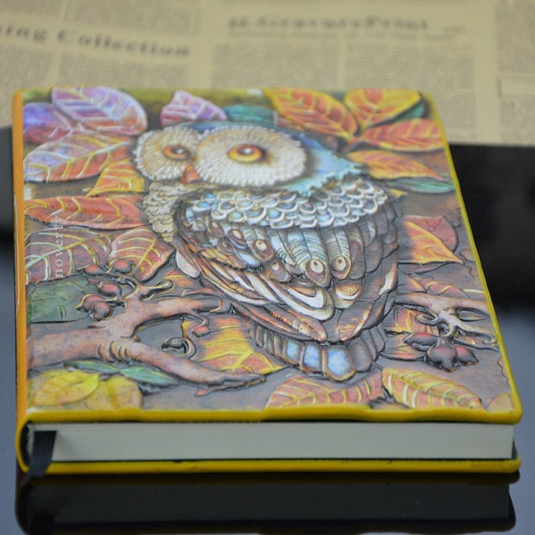 Handmade Embossed Faux Leather Owl Journal