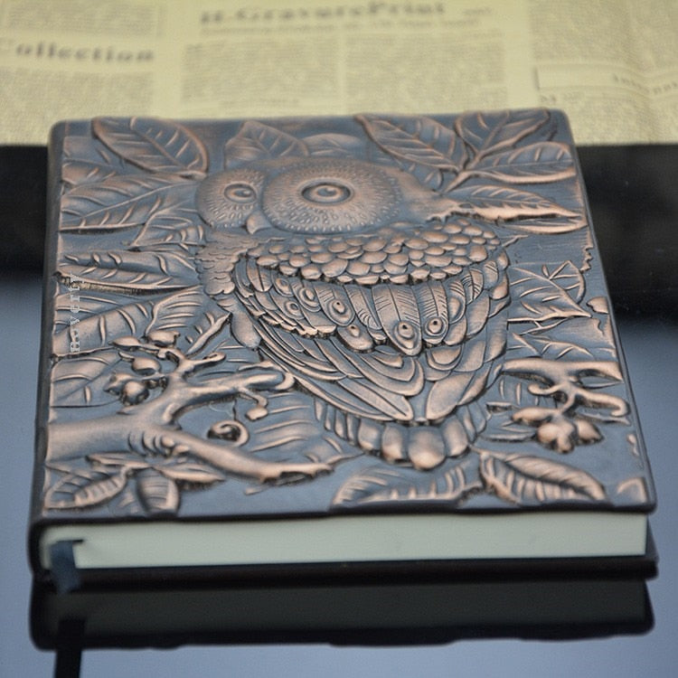 Handmade Embossed Faux Leather Owl Journal