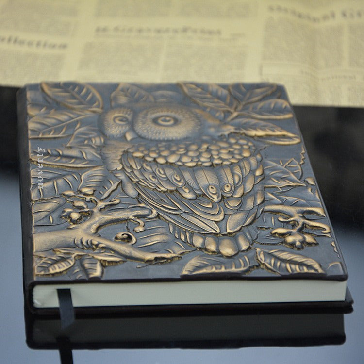 Handmade Embossed Faux Leather Owl Journal