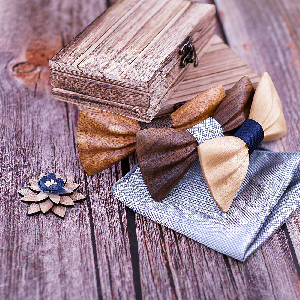 Carved Wooden Bow Tie