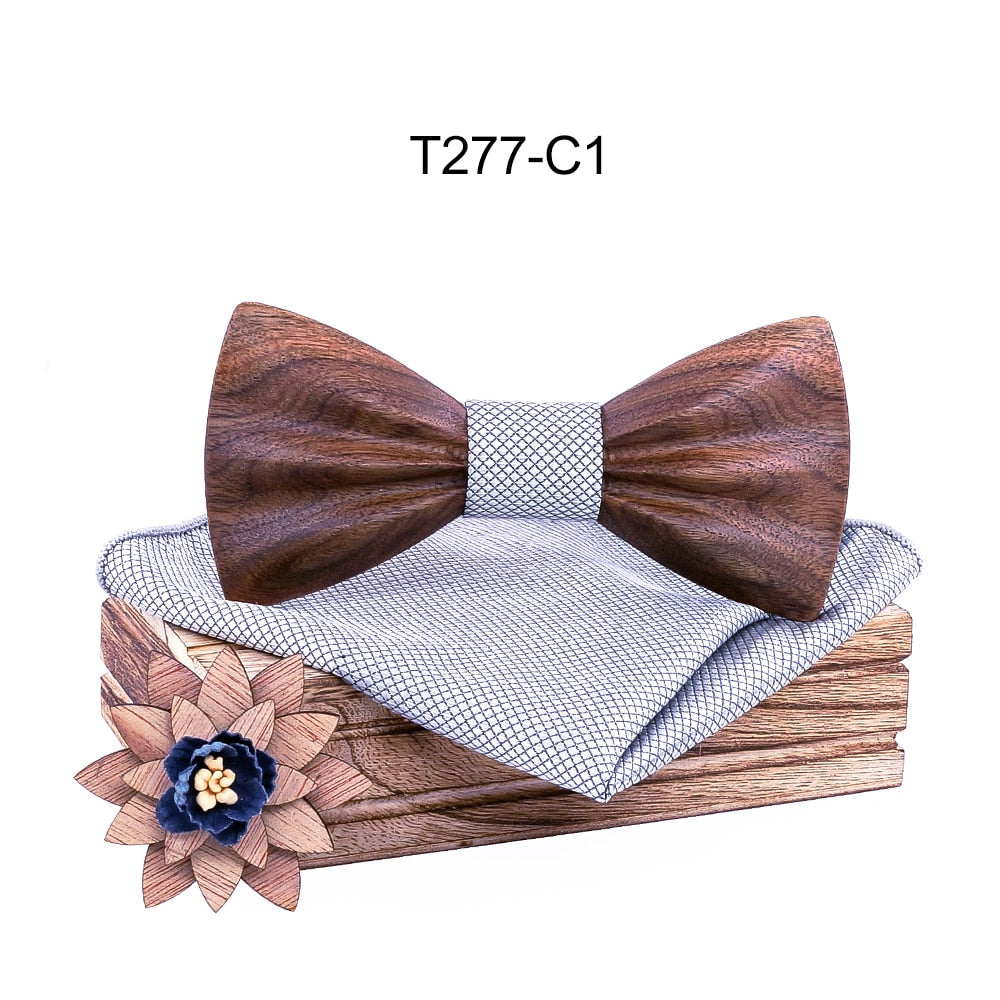 Carved Wooden Bow Tie
