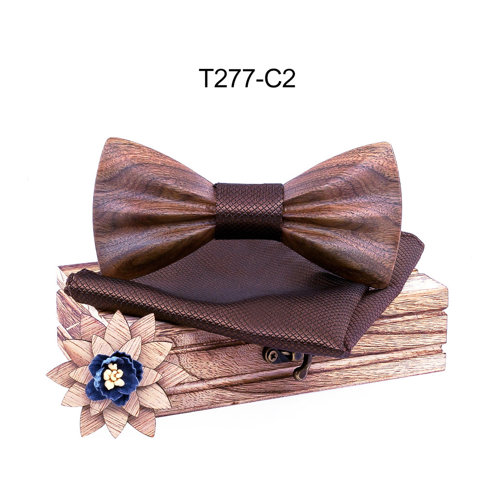 Carved Wooden Bow Tie