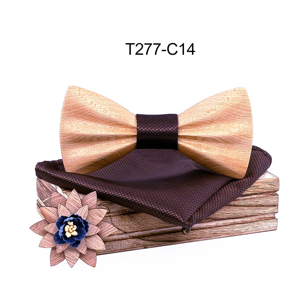 Carved Wooden Bow Tie