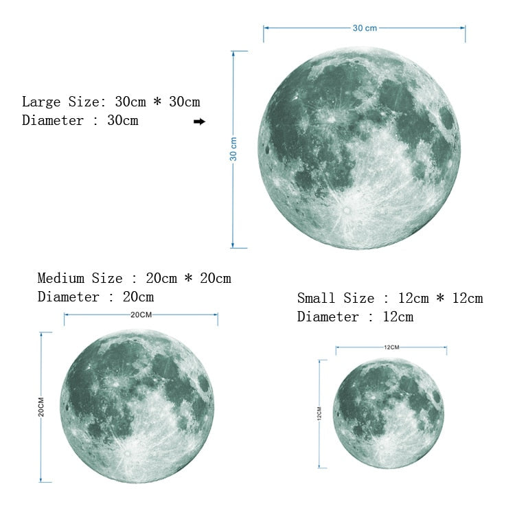 30cm Glow In The Dark Moon Wall Sticker