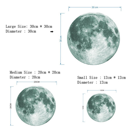 30cm Glow In The Dark Moon Wall Sticker