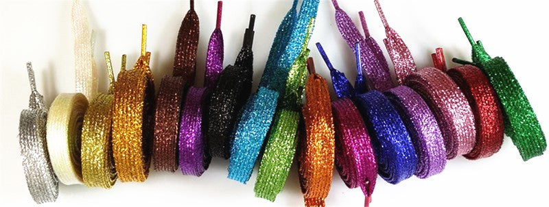One Pair Glittery Flat Shoelaces 110cm