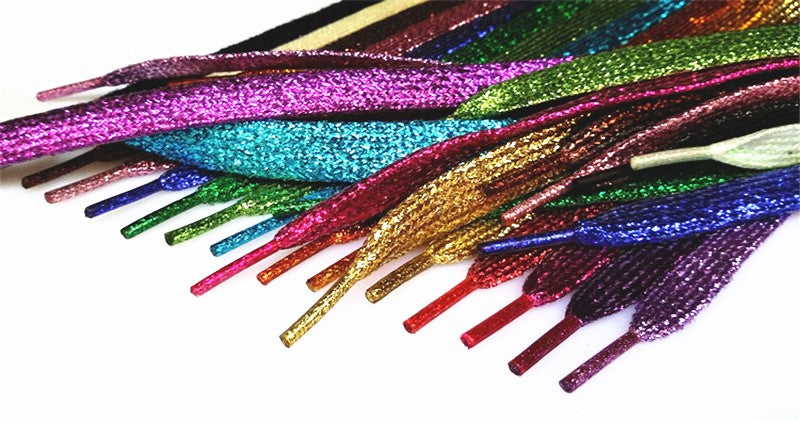 One Pair Glittery Flat Shoelaces 110cm