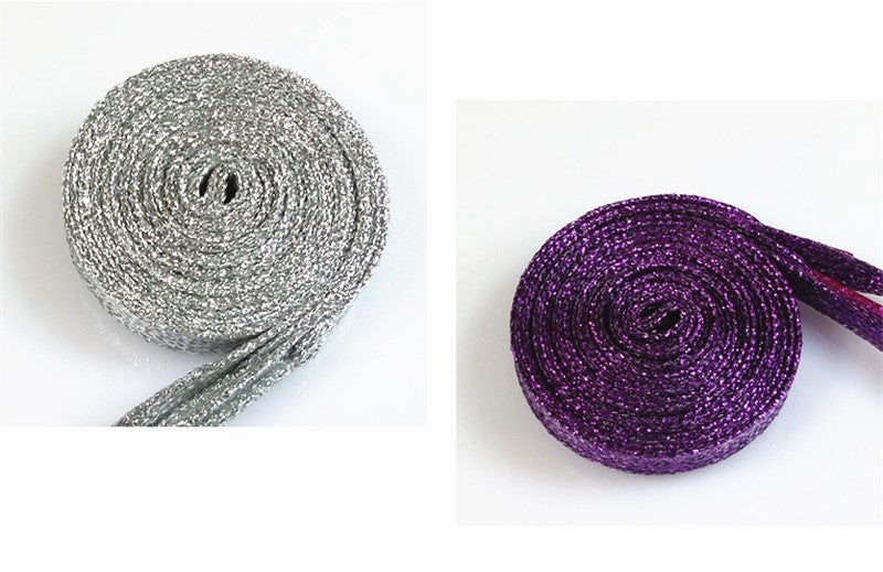One Pair Glittery Flat Shoelaces 110cm