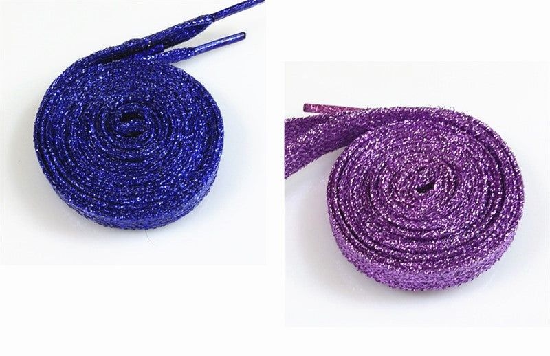 One Pair Glittery Flat Shoelaces 110cm