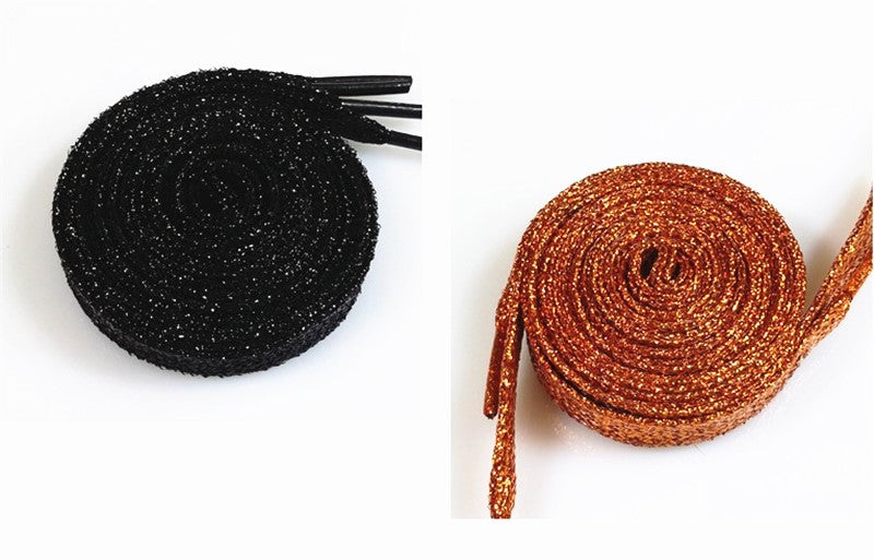 One Pair Glittery Flat Shoelaces 110cm