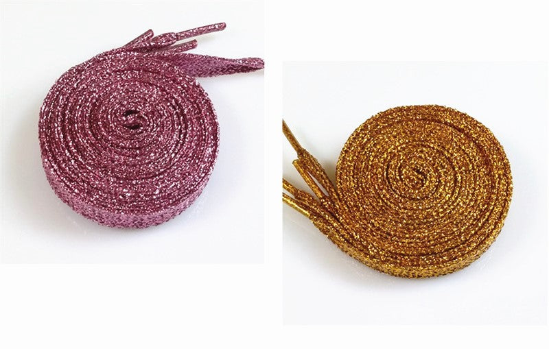 One Pair Glittery Flat Shoelaces 110cm