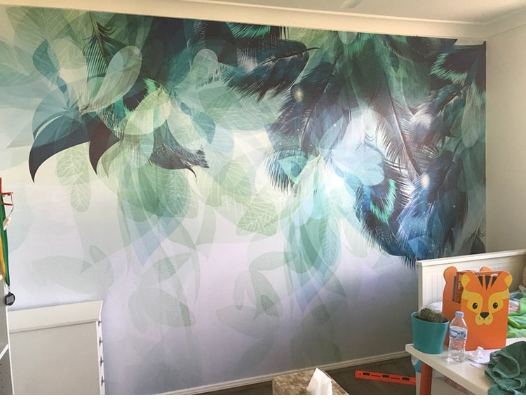 Blue Feather Mural Wallpaper