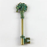 Ten Antique Green Bronze Charms Sea Horse Key Pendants Jewellery Making Supplies