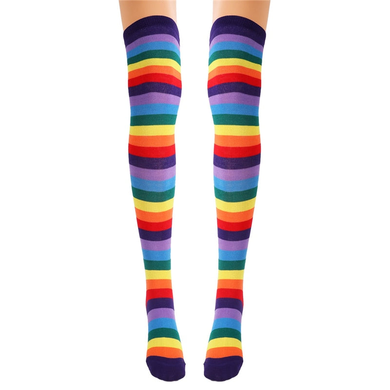 Rainbow Brite Striped Socks and Arm Warmer Gloves