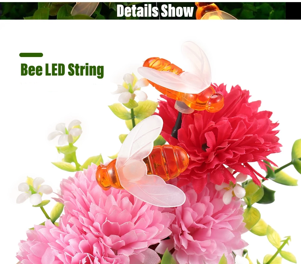 Honey Bee LED Fairy Lights Solar Powered