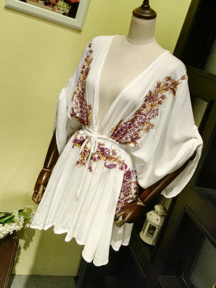 Embroidered Boho Mini Dress