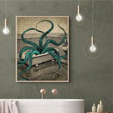 Octopus Bath Time Canvas Wall Art Poster Print