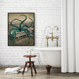 Octopus Bath Time Canvas Wall Art Poster Print