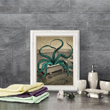 Octopus Bath Time Canvas Wall Art Poster Print