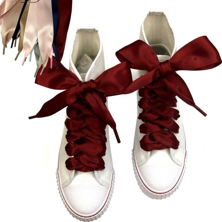 4cm Extra Wide Satin Shoelaces Flat Ribbon Laces for High-top Sneakers | 150cm/59Inch - Woodland Gatherer