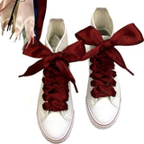4cm Extra Wide Satin Shoelaces Flat Ribbon Laces for High-top Sneakers | 150cm/59Inch - Woodland Gatherer
