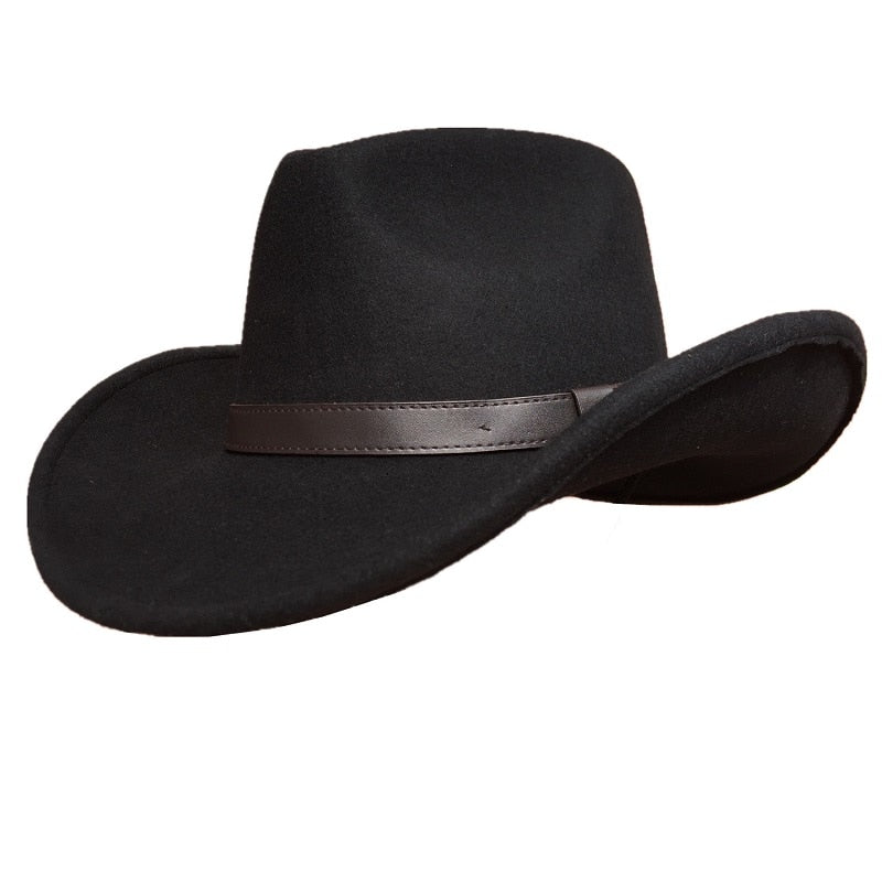 Black Western Cowboy Hat Wool Felt