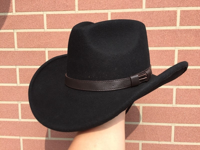 Black Western Cowboy Hat Wool Felt
