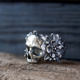Sugar Skull Ring Silver Stainless Steel