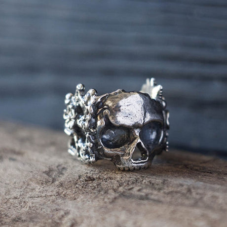 Sugar Skull Ring Silver Stainless Steel