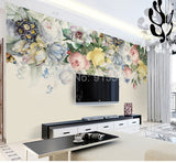 Hand Painted Rose Flower Wall Mural Wallpaper