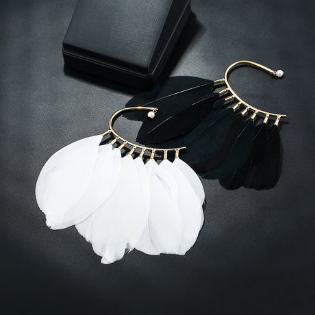 White or Black Feather Ear Cuff