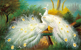 White Peacocks | Landscape Painting Fresco | Mural Wallpaper