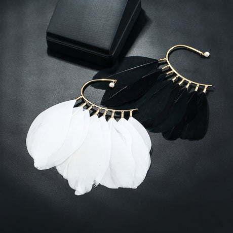 White or Black Feather Ear Cuff